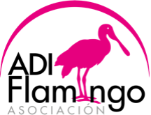 ADI Flamingo Logo - Roseate Spoonbill over the text ADI Flamingo Asociacion